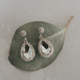 Crocheted Swarovski crystal silver teardrop earrings - Liberty in Love
