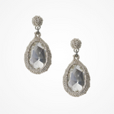 Crocheted Swarovski crystal silver teardrop earrings - Liberty in Love