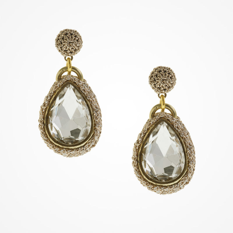 Crocheted Swarovski crystal teardrop earrings - Liberty in Love