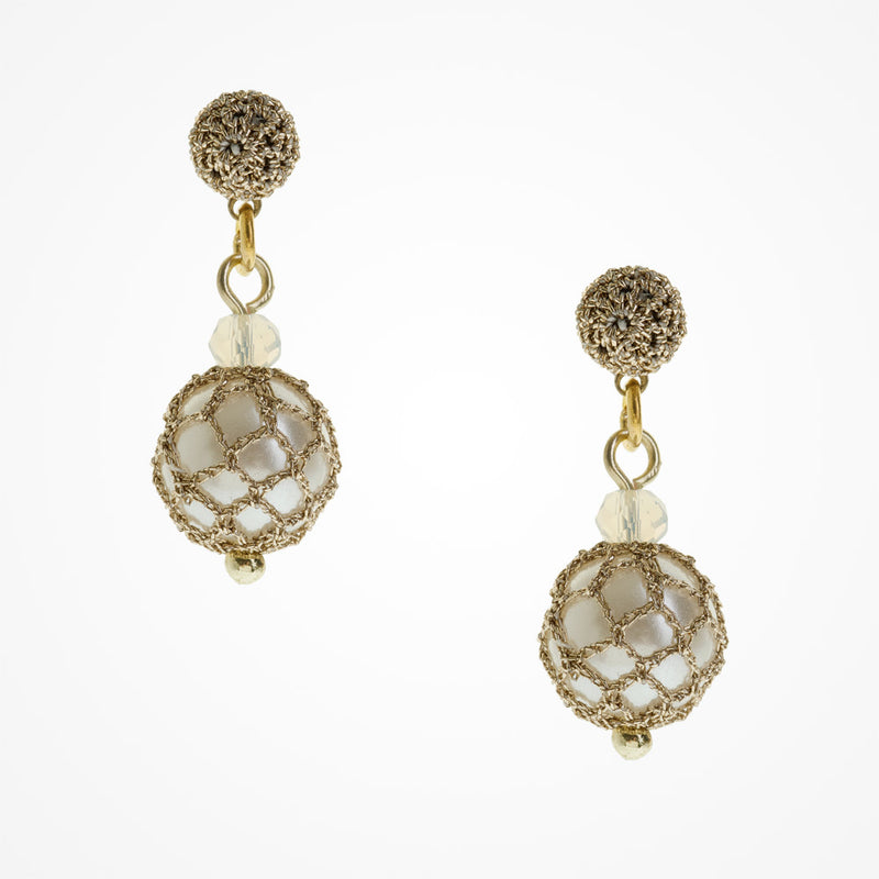 Crocheted pearl drop earrings - Liberty in Love
