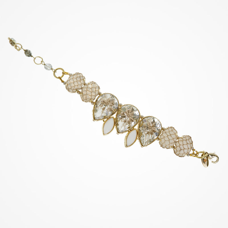 Crocheted Swarovski teardrop crystal bracelet - Liberty in Love
