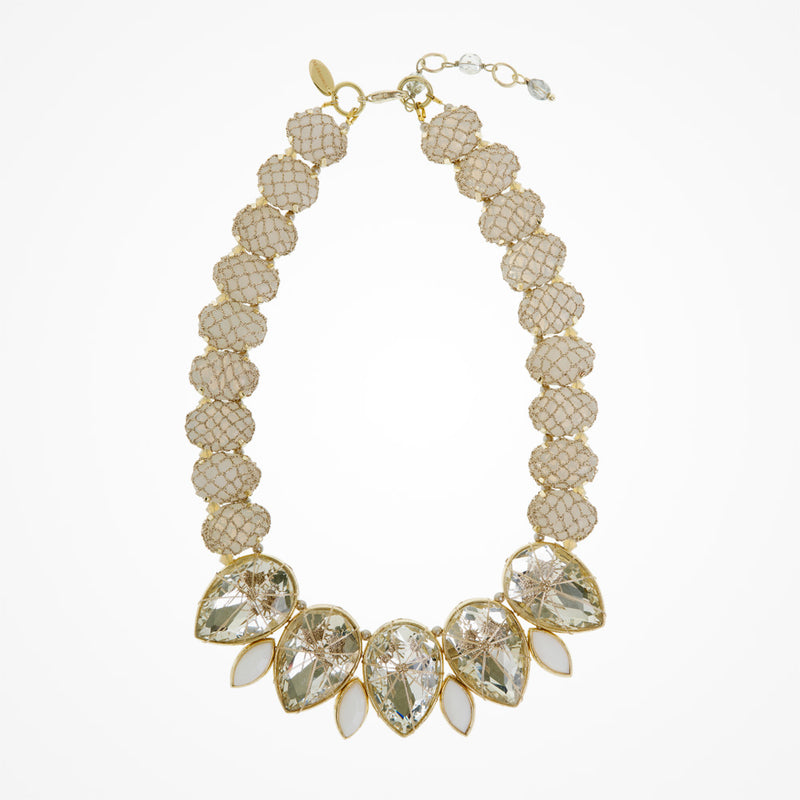 Crocheted Swarovski teardrop crystal necklace - Liberty in Love