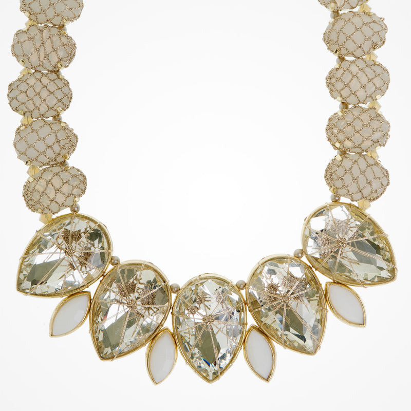 Crocheted Swarovski teardrop crystal necklace - Liberty in Love