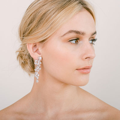 Cruz crystal bridal statement earrings (silver) - Liberty in Love