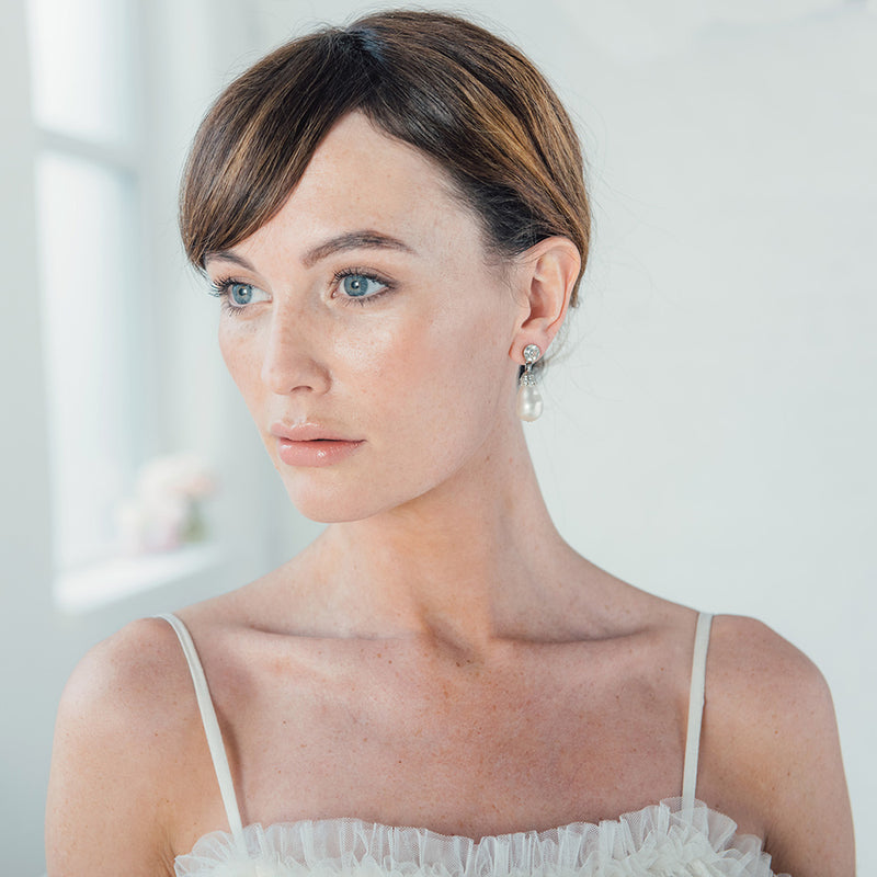 Crystal and baroque pearl droplet earrings - Liberty in Love