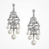 Crystal and pearl chandelier bridal statement earrings - Liberty in Love