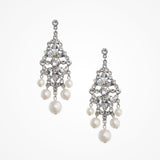 Crystal and pearl chandelier bridal statement earrings - Liberty in Love