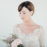 Crystal and pearl chandelier bridal statement earrings - Liberty in Love