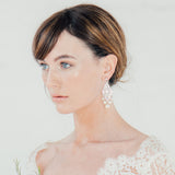 Crystal and pearl chandelier bridal statement earrings - Liberty in Love