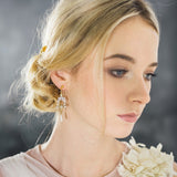 Crystal and pearl dew droplet gold earrings - Liberty in Love