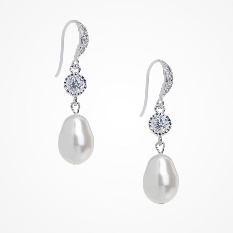 Evie teardrop pearl and crystal drop earrings - Liberty in Love