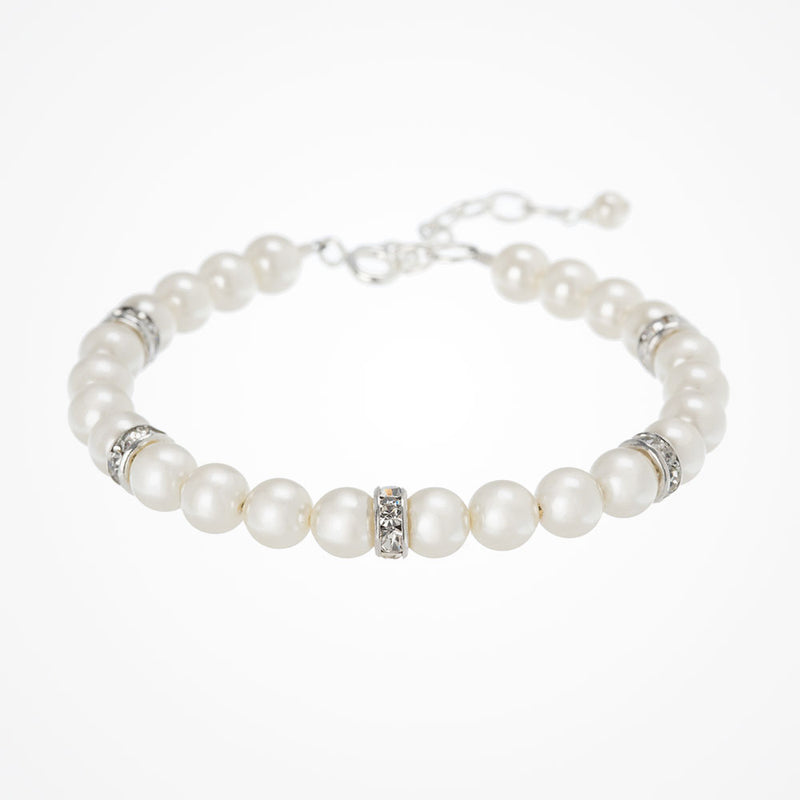 Crystal elegance pearl bracelet (silver) - Liberty in Love