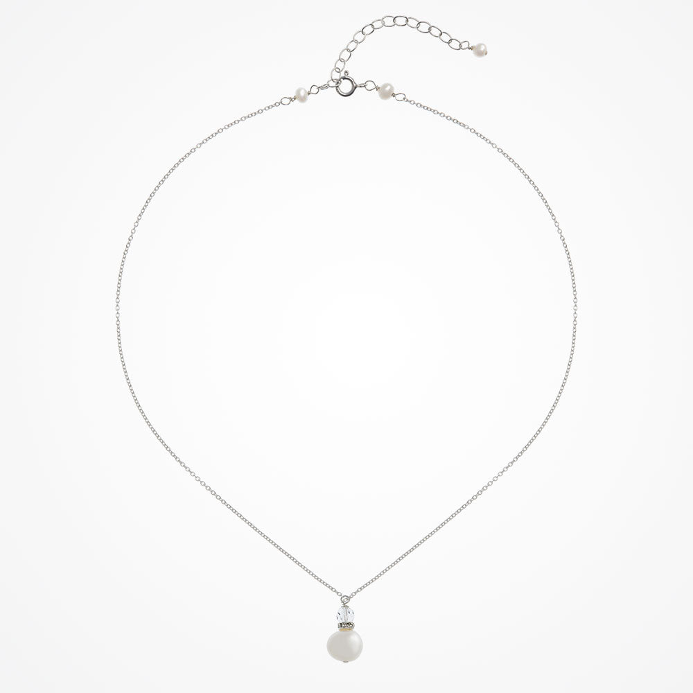 Crystal elegance pearl pendant necklace