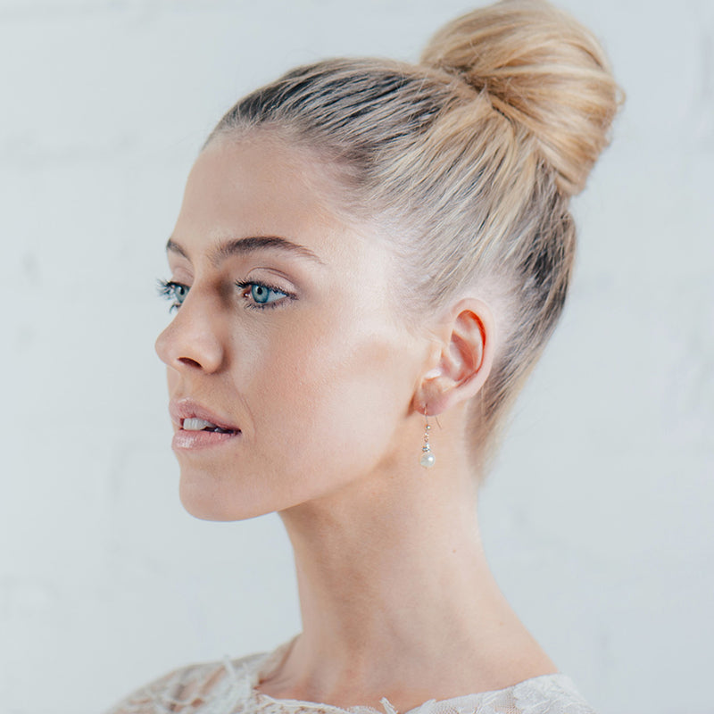 Hope crystal rondelle and pearl rose gold earrings - Liberty in Love