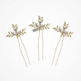 Crystal barley leaves hair pins - Liberty in Love