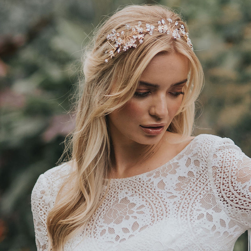 Cybil pearl and crystal blossom hair vine - Liberty in Love