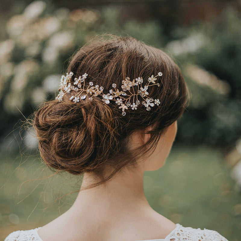 Cybil pearl and crystal blossom hair vine - Liberty in Love