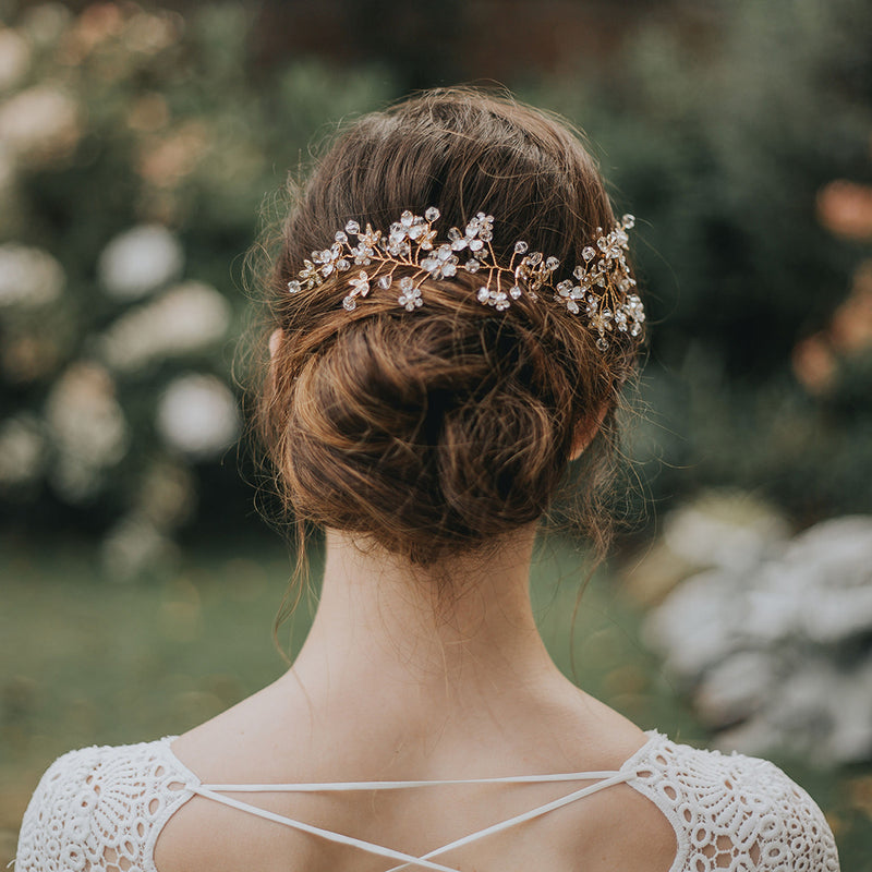 Cybil pearl and crystal blossom hair vine - Liberty in Love