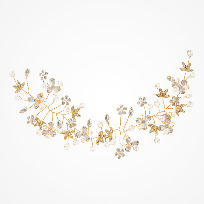 Cybil pearl and crystal blossom hair vine - Liberty in Love