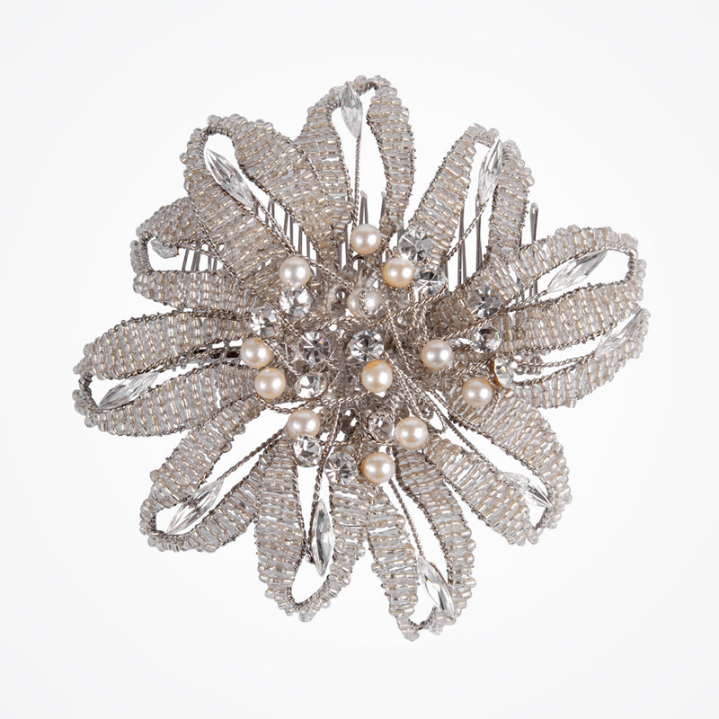 Dahlia beaded headpiece with Swarovski crystal and pearls - Liberty in Love