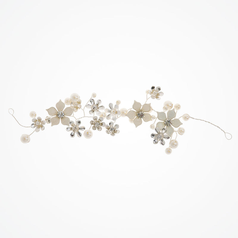 Brooke dainty hand-painted enamel flower crystal hair vine - Liberty in Love