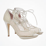Dakota ivory lace-up peep-toe shoes - size 6 only - Liberty in Love