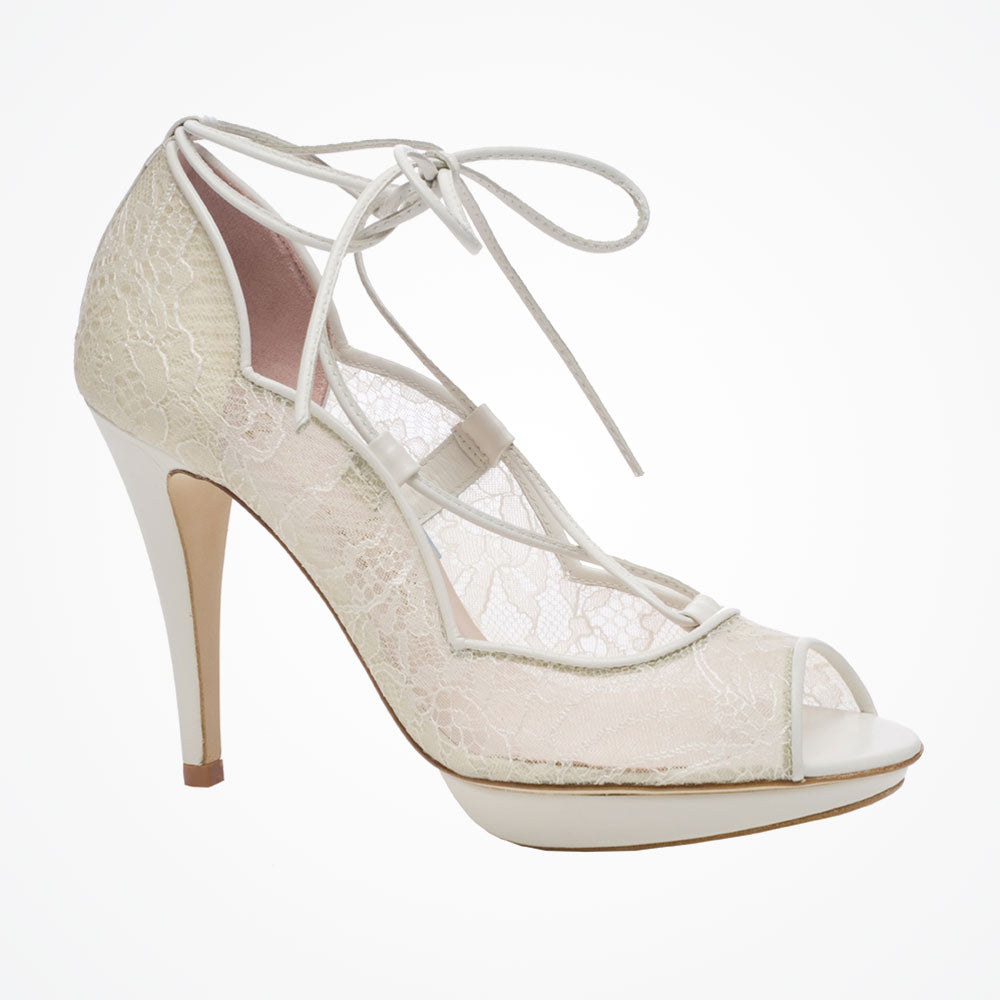 Ivory lace-up peep-toe shoes Dakota ivory Harriet Wilde