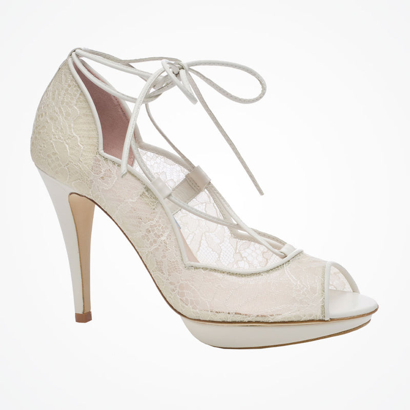 Dakota ivory lace-up peep-toe shoes - size 6 only - Liberty in Love