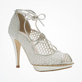 Dakota metallic silver lace-up peep-toe shoes - Liberty in Love