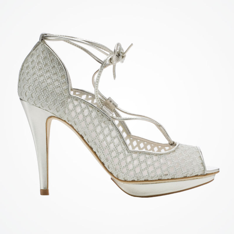 Metallic silver lace-up peep-toe shoes Dakota silver Harriet