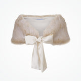 Ivory faux fur bridal stole (with short pile fur) - Liberty in Love