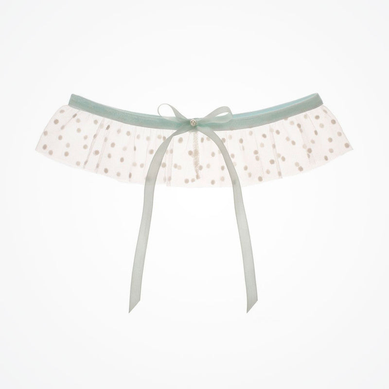 Daydream duck egg blue spot tulle garter - Liberty in Love