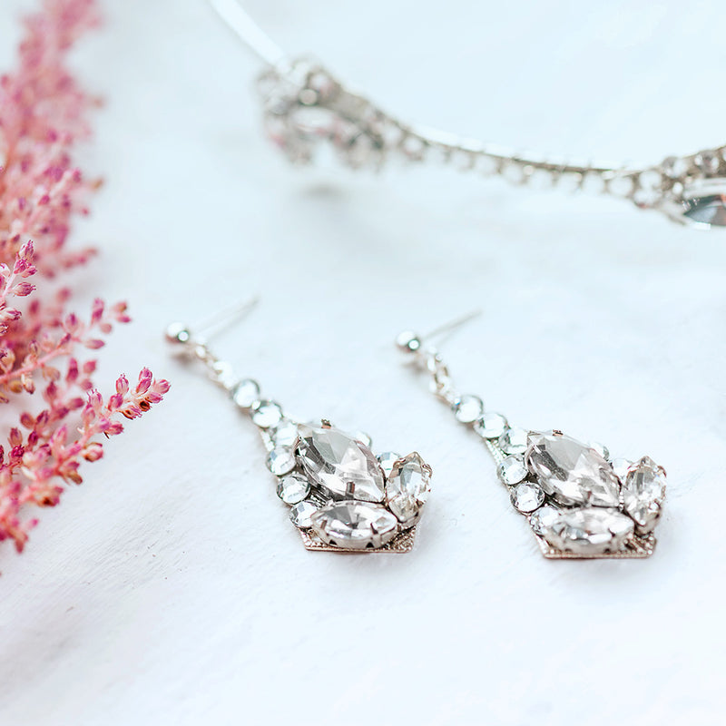 Deco crystal geometric drop earrings - Liberty in Love