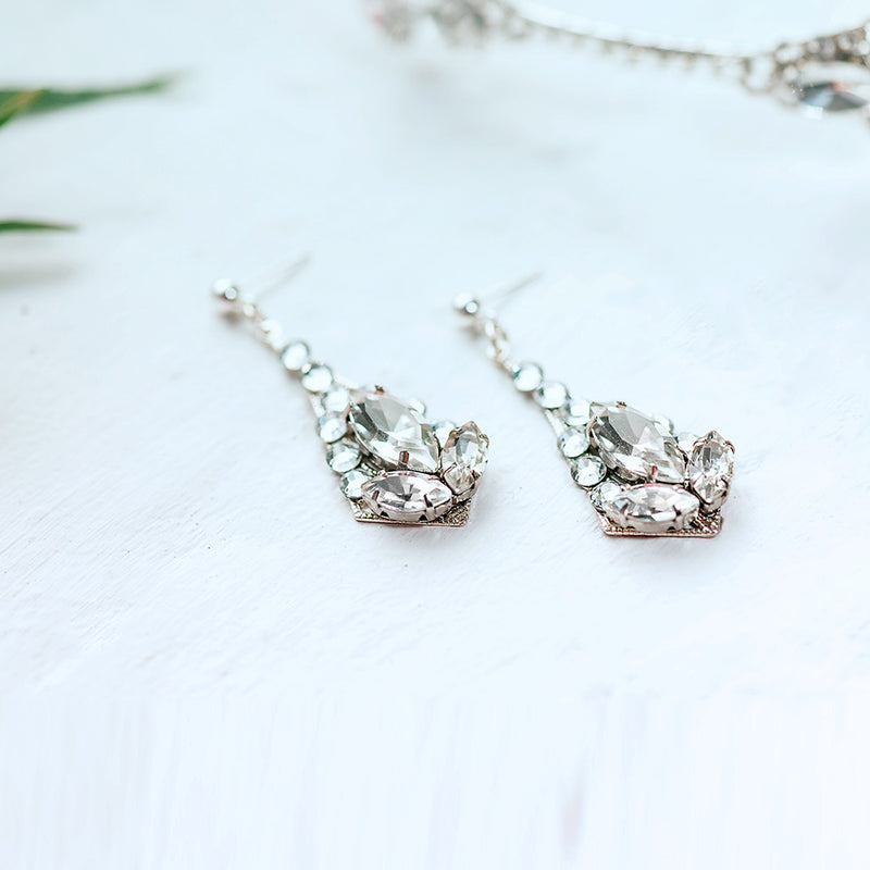Deco crystal geometric drop earrings - Liberty in Love