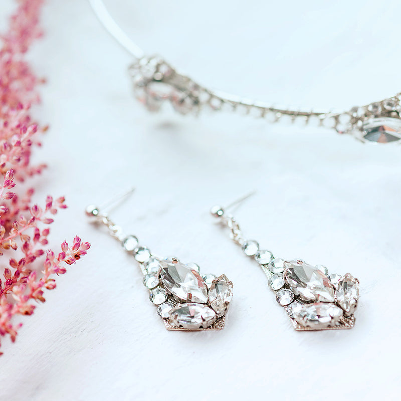 Deco crystal geometric drop earrings - Liberty in Love