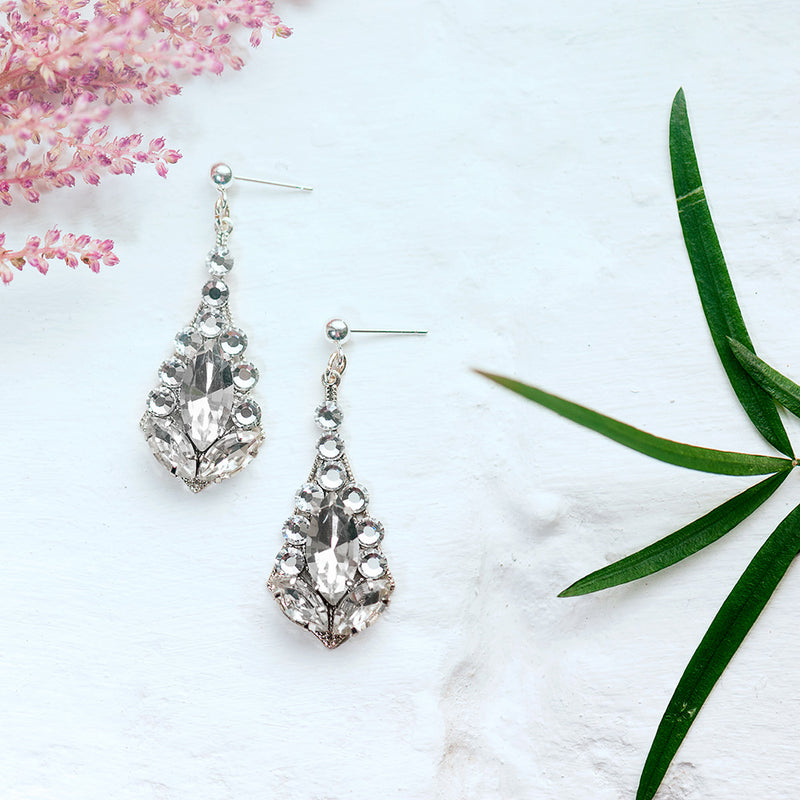 Deco crystal geometric drop earrings - Liberty in Love