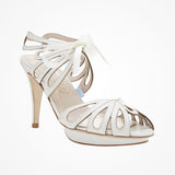 Delfina ivory leather floral cut-out sandals - Liberty in Love