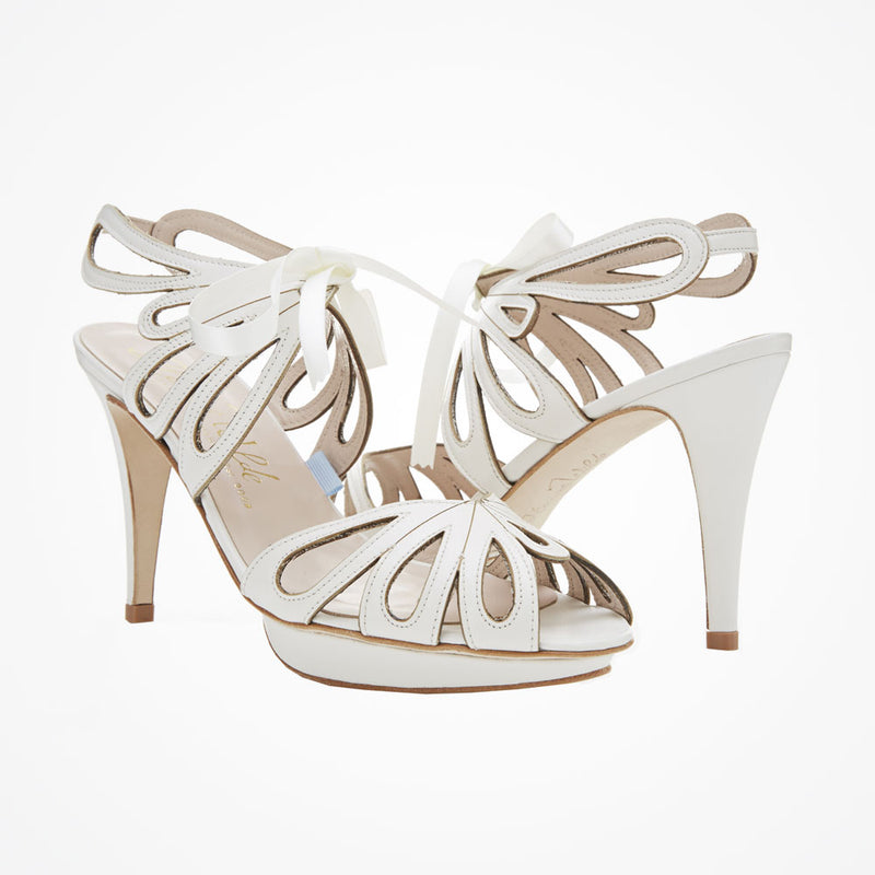 Delfina ivory leather floral cut-out sandals - Liberty in Love