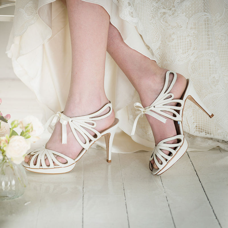 Delfina ivory leather floral cut-out sandals - Liberty in Love