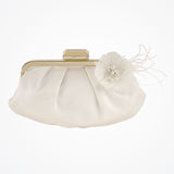 Delta bridal clutch bag with feather and pearl flower - Liberty in Love