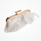 Delta bridal clutch bag with feather and pearl flower - Liberty in Love