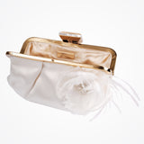 Delta bridal clutch bag with feather and pearl flower - Liberty in Love