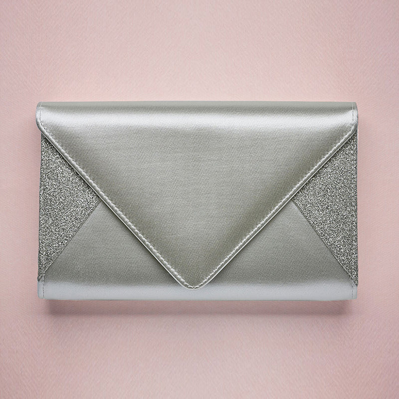 Diane silver shimmer and satin clutch - Liberty in Love