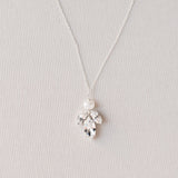 Downton diamante navette and pearl pendant necklace (silver) - Liberty in Love