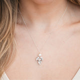Downton diamante navette and pearl pendant necklace (silver) - Liberty in Love