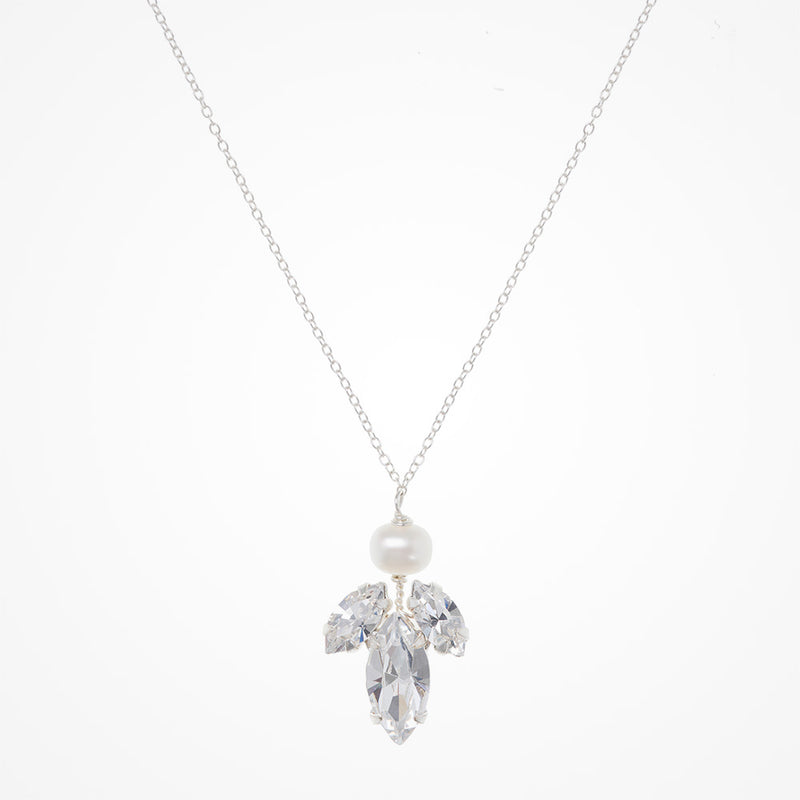 Downton diamante navette and pearl pendant necklace (silver) - Liberty in Love