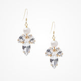 Downton diamante navette and pearl drop earrings (gold) - Liberty in Love
