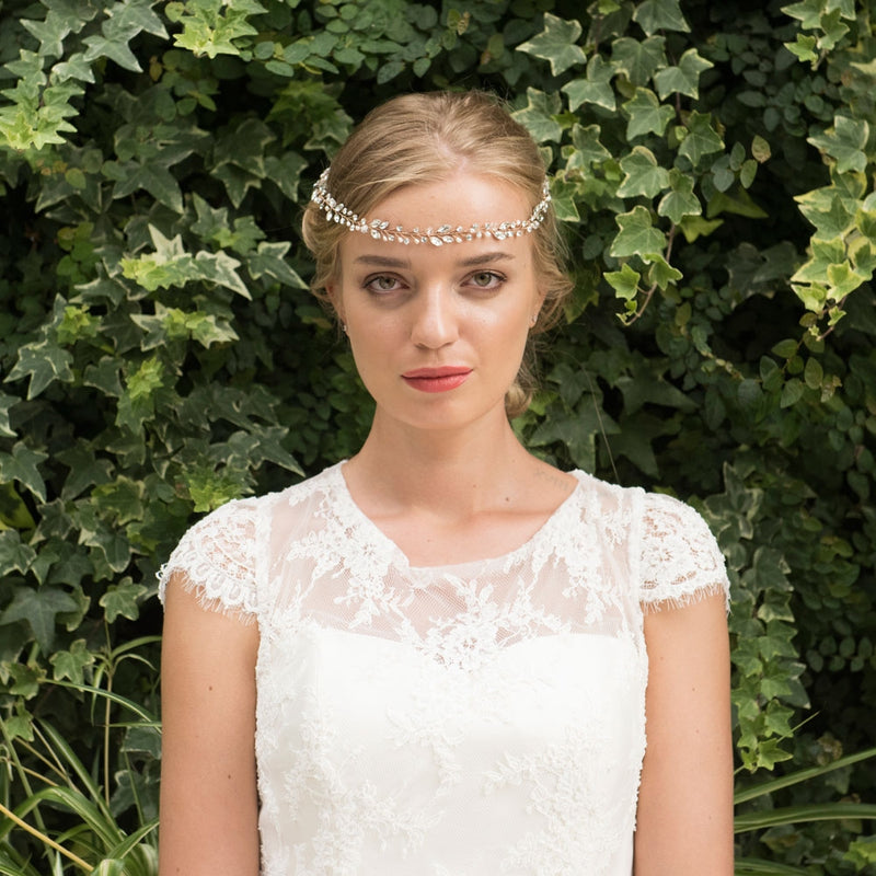 Dream rose gold crystal leaves hair vine - Liberty in Love