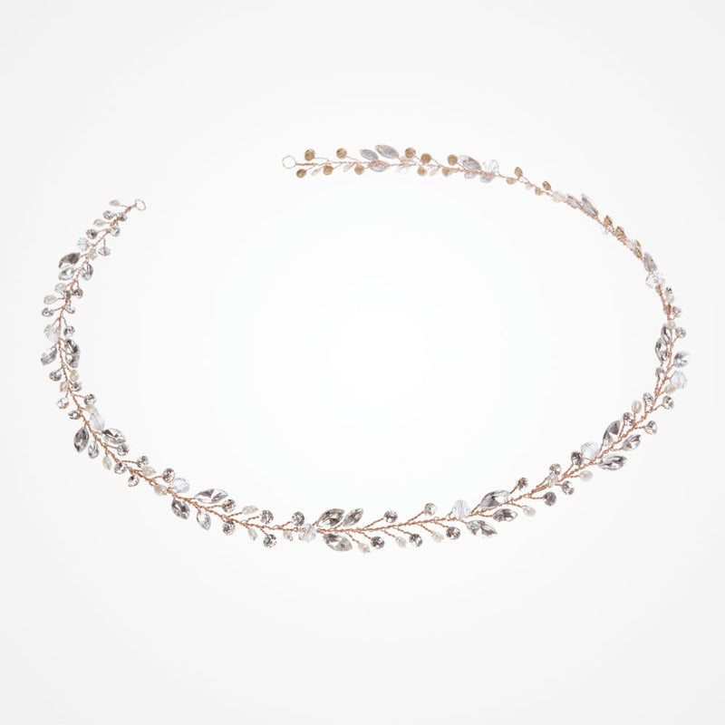 Dream rose gold crystal leaves hair vine - Liberty in Love