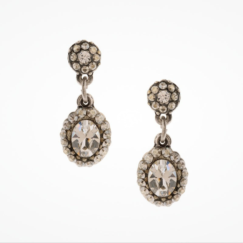 Short drop cabochon crystal bridal earrings (EA5575) - Liberty in Love